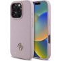 Guess Carcasă granulată 4G cu sigla metalică mică cu MagSafe pentru iPhone 16 Pro - roz