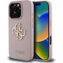 Guess Husă cu sigla metalică granulată 4G pentru iPhone 16 Pro - roz