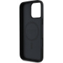 Guess Husă granulată cu model de flori de magnolie și MagSafe pentru iPhone 16 Pro - negru