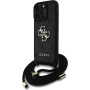 Guess Husă crossbody cu logo metalic 4G cu șnur pentru iPhone 16 Pro - gri
