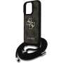 Guess Husă crossbody cu logo metalic 4G cu șnur pentru iPhone 16 Pro Max - maro