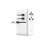 Adaptor de călătorie universal FIXED Voyager cu porturi 3x USB-C / USB-A și prize retractabile - 120W - alb