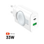 Adaptor de încărcare cu soclu de alimentare FIXED cu porturi USB-C / USB-A și încărcător rabatabil pentru Apple Watch - 33W - alb