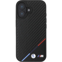 BMW Husă M Carbon Tricolor Stripe cu MagSafe pentru iPhone 16 - negru