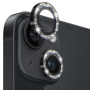 Folie de sticlă cu rame cu sclipici NORTHJO pentru protec?ia obiectivului camerei din spate pentru iPhone 13 / 13 mini - neagră