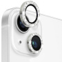Folie de sticlă cu rame cu sclipici NORTHJO pentru protec?ia obiectivului camerei din spate pentru iPhone 13 / 13 mini - argintie