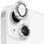 Folie de sticlă cu rame cu sclipici NORTHJO pentru protec?ia obiectivului camerei din spate pentru iPhone 13 / 13 mini - culoare curcubeu