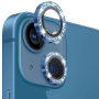Folie de sticlă cu rame cu sclipici NORTHJO pentru protec?ia obiectivului camerei din spate pentru iPhone 13 / 13 mini - albastră