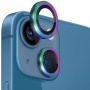 Folie de sticlă securizată cu rame metalice NORTHJO pentru protec?ia obiectivului camerei din spate pentru iPhone 13 / 13 mini - culoare curcubeu