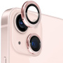 Folie de sticlă securizată cu rame metalice NORTHJO pentru protec?ia obiectivului camerei din spate pentru iPhone 13 / 13 mini - roz