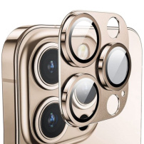 Folie de sticlă securizată cu ramă metalică ENKAY pentru protec?ia obiectivului camerei din spate pentru iPhone 12 Pro - aurie