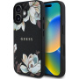 Guess Husă granulată cu model de flori de magnolie și MagSafe pentru iPhone 16 - negru