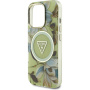 Guess Husă IML Glitter Magnolia și Triangle Logo cu MagSafe pentru iPhone 16 Pro - verde