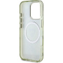 Guess Husă IML Glitter Magnolia și Triangle Logo cu MagSafe pentru iPhone 16 Pro - verde