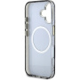 Guess Husă IML Glitter Magnolia și Triangle Logo cu MagSafe pentru iPhone 16 - neagră