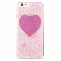 Carcasă de protecţie spate, cu model cu inimă şi paiete, pentru Apple iPhone 6 Plus / 6S Plus - violetă