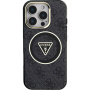 Guess Husă IML 4G cu sclipici și logo triunghi cu MagSafe pentru iPhone 16 Pro - gri