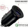 Încărcător auto Swissten CL cu porturi USB-C / USB-A - 36W - negru