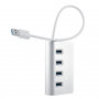 Splitter / hub cu patru porturi USB 2.0 - din aluminiu - argintiu