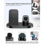Suport wireless 2 în 1 Swissten pentru iPhone / AirPods cu spațiu pentru încărcător pentru Apple Watch - 15W - negru
