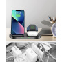 Suport wireless 2 în 1 Swissten pentru iPhone / AirPods cu spațiu pentru încărcător pentru Apple Watch - 15W - negru