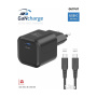 Swissten GaN Set adaptor cu port USB-C și cablu USB-C la USB-C - 20W - 1,2 m - negru