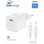 Swissten GaN Set Adaptor cu port USB-C și cablu USB-C la Lightning - 20W - 1,2 m - Alb