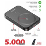 Swissten Powerbank fără fir MagSafe cu suport și port USB-C - 5 000 mAh - neagră