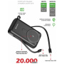 Swissten Powerbank fără fir MagSafe cu cabluri integrate USB-C și Lightning și port USB-A - 20.000 mAh - negru