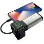 Baterie externă Swissten cu cablu Lightning integrat, încărcare wireless pentru Apple Watch și port USB-A - 6700 mAh - argintiu