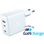 Adaptor de încărcare Swissten GaN cu 2x porturi USB-C / USB-A - 70W - alb