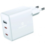 Adaptor de încărcare Swissten GaN cu 2x porturi USB-C / USB-A - 70W - alb