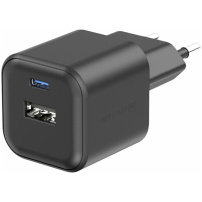Adaptor de încărcare Swissten GaN cu porturi USB-C / USB-A - 35W - negru