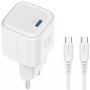 Swissten GaN Set adaptor cu port USB-C și cablu USB-C la USB-C - 20W - 1,2 m - alb