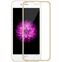 Sticlă parte din faţă, durificată super rezistentă (Tempered Glass), pentru Apple iPhone 6 / 6S - ramă subţire aurie