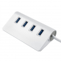 Splitter / hub cu patru porturi USB 2.0 - din aluminiu - argintiu