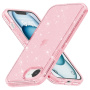 Husă transparentă cu sclipici pentru iPhone 16e / 17e - roz