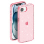 Husă transparentă cu sclipici pentru iPhone 16e / 17e - roz