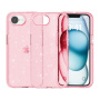 Husă transparentă cu sclipici pentru iPhone 16e / 17e - roz