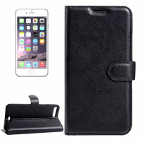 Husă din piele, cu stativ integrat şi port-act, pentru Apple iPhone 8 Plus / 7 Plus - neagră