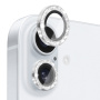 NORTHJO sticlă cu rame sclipici pentru a proteja lentilele camerei din spate pentru iPhone 16 / 16 Plus - argintiu