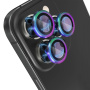 NORTHJO sticlă cu cadru metalic pentru a proteja lentilele camerei din spate pentru iPhone 12 Pro Max - curcubeu