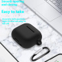 Husă din silicon cu carabină și șnur anti-pierdere pentru AirPods 4 / 5 - albă