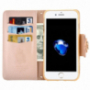Husă din piele cu model, cu stativ integrat şi port-act, pentru Apple iPhone SE (2020/2022) / 8 / 7 - aurie