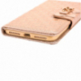Husă din piele cu model, cu stativ integrat şi port-act, pentru Apple iPhone SE (2020/2022) / 8 / 7 - aurie