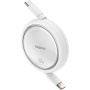 Cablu de încărcare și date retractabil mini Baseus Free2Draw - USB-C la USB-C - 1 m - alb
