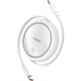 Cablu de încărcare și date retractabil mini Baseus Free2Draw - USB-C la USB-C - 1 m - alb