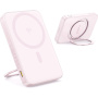 Baseus PicoGo Powerbank MagSafe wireless cu suport rotativ și port USB-C - 5.000 mAh - roz