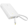 Baterie externă Baseus PicoGo cu cablu integrat USB-C și porturi USB-C / USB-A - 10 000 mAh - albă