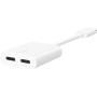 BELKIN Adaptor audio și încărcare RockStar - 2x USB-C la USB-C - alb